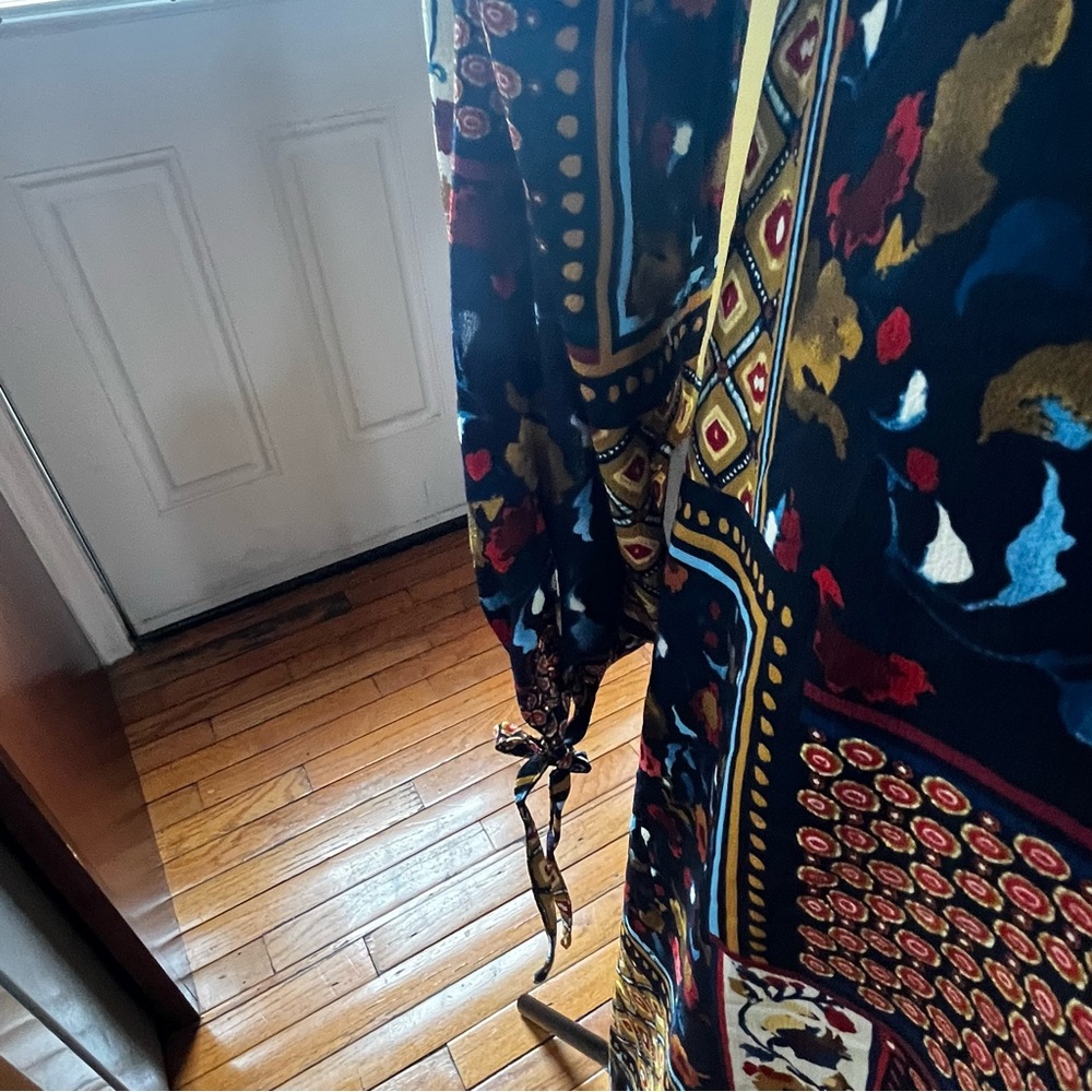 Zara Patchwork Printed Midi Dress Long Sleeve. Sz… - image 8